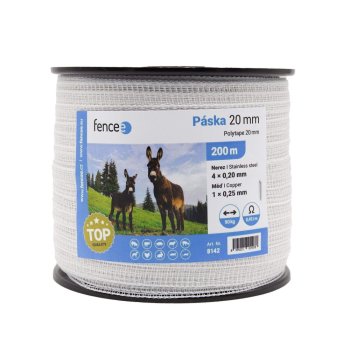 Ohradníková páska Fencee 20mm 1x0,25med/4x0,2 nerez bílá 200m