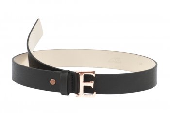 Pásek Equiline kožený černý/rosegold